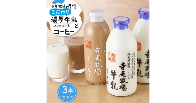 【ふるさと納税】寺尾牧場のこだわり濃厚牛乳（ノンホモ牛乳）2本とコーヒー1本の合計3本セット | 和歌山県 和歌山 高野町 ふるさと納税 　賢者の食　ごまとうふ　健康食品　精進料理　伝統食品