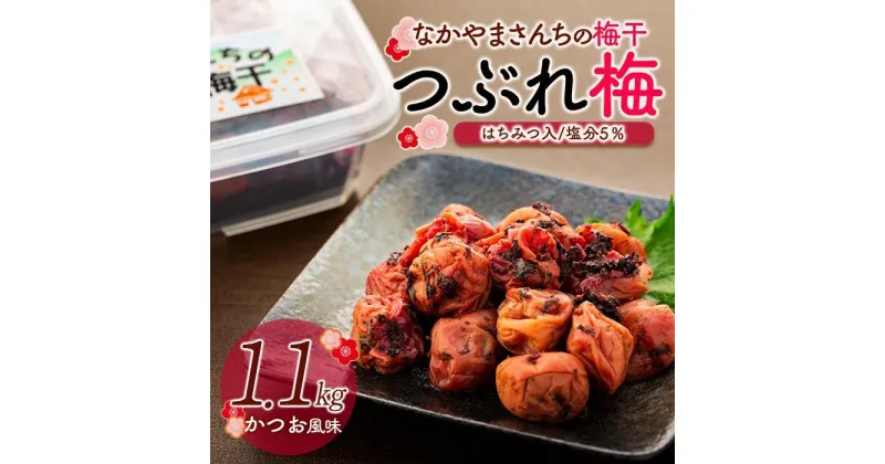 【ふるさと納税】なかやまさんちの梅干（1.1kg×1箱）かつお風味（はちみつ入）塩分5％【訳あり】【つぶれ梅】 | 梅ぼし うめぼし うめ干し うめ 南高梅 蜂蜜 ご飯 ごはん おにぎり 国産 お取り寄せ 人気 おすすめ 美味しい 和歌山県 高野町 なかやまさんち