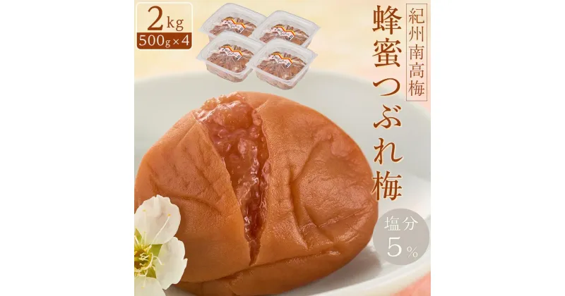 【ふるさと納税】紀州南高梅　蜂蜜つぶれ梅　塩分5％　2kg（500g×4)【Kn23】 | 梅干 うめぼし 家庭用 梅 国産 食品 人気 梅干し 取り寄せ グルメ ご飯のお供 お得 わけあり 楽天ふるさと納税 和歌山県 高野町 和歌山県高野町 高野山