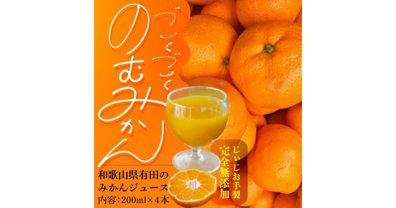 【ふるさと納税】【爽やかなのに濃い！】無添加ストレートみかんジュース 200ml 4本 | みかん ジュース飲料 果実飲料 ドリンク 食品 人気 おすすめ 送料無料