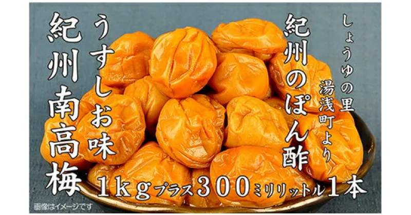 【ふるさと納税】紀州南高梅うすしお味1kgと紀州のぽんず1本　美浜町※離島への配送不可