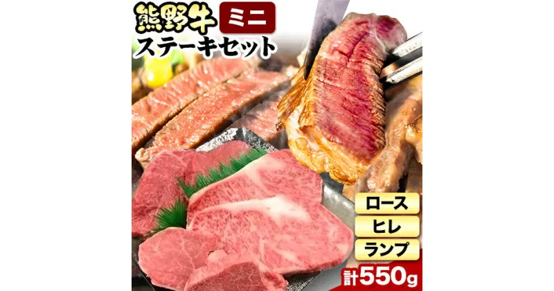 【ふるさと納税】熊野牛 ステーキバラエティセットミニ(粉山椒付き) 澤株式会社(Meat Factory) 合計 約550g《90日以内に出荷予定(土日祝除く)》 和歌山県 日高町 熊野牛 牛 うし 牛肉 ステーキ セット ロース ヒレ ランプ 送料無料