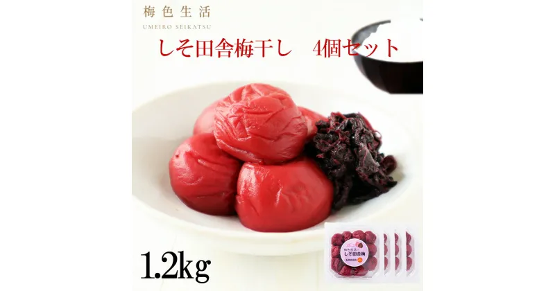 【ふるさと納税】しそ田舎梅干し4個セット1.2kg(300g×4) | 梅干 うめぼし 南高梅 しそ梅干 紫蘇 和歌山