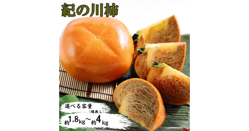 【ふるさと納税】【希少】紀の川柿(種無し) 秀品 【選べる容量】 約1.8～2kg 約3.5～4kg ※2024年10月中旬〜2024年11月中旬頃に順次発送（お届け日指定不可）/ 柿 種無し柿 かき カキ 和歌山 フルーツ 果物 たねなし柿