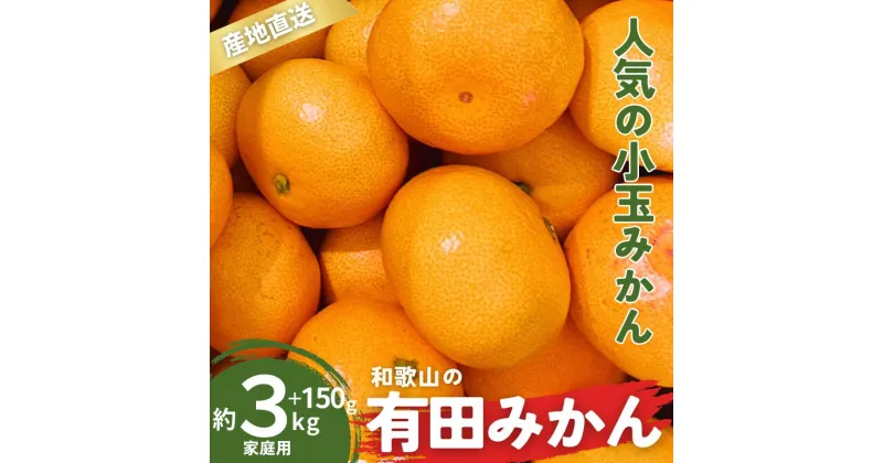 【ふるさと納税】 家庭用 有田みかん 和歌山 小玉 (2S,3Sサイズ混合) 3kg +150g 【10月上旬～1月下旬頃に順次発送】 / みかん フルーツ 果物 くだもの 有田みかん 蜜柑 柑橘