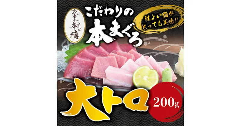 【ふるさと納税】 本マグロ 大とろ 200g サク 「プレミア和歌山認定」 和歌山県でも指折りの好漁場で養殖された本鮪です！ 南紀串本よしだ本鮪 南紀串本よしだふるさと 納税 和歌山県串本町 和歌山県 和歌山 串本 お取り寄せ 取り寄せ グルメ 鮪 まぐろ マグロ